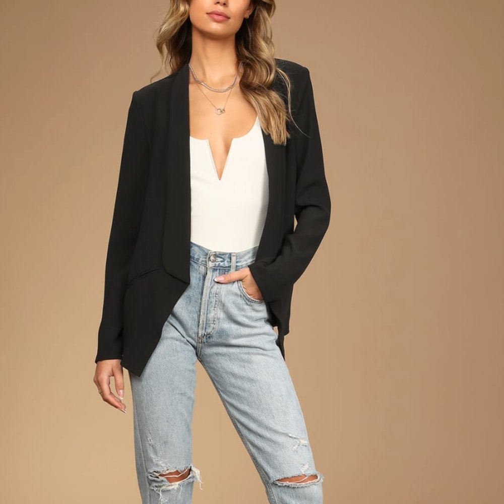 Lulu's Miss Punctuality Black Lightweight Blazer